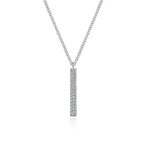 Gabriel & Co. White Gold Diamond Bar Pendant Necklace - Skeie's Jewelers