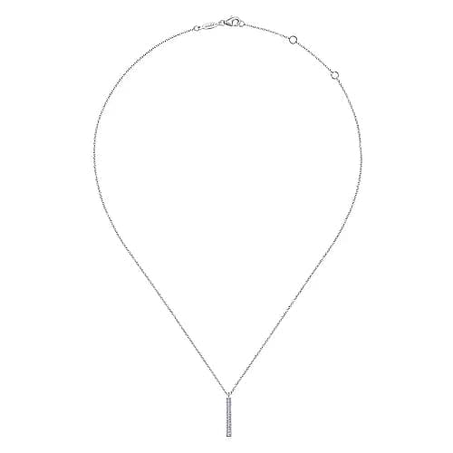 Gabriel & Co. White Gold Diamond Bar Pendant Necklace - Skeie's Jewelers