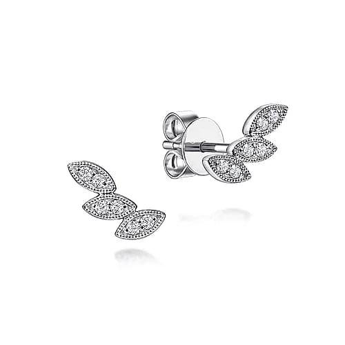 Gabriel & Co. White Gold Diamond Leaf Shape Stud Earrings - Skeie's Jewelers