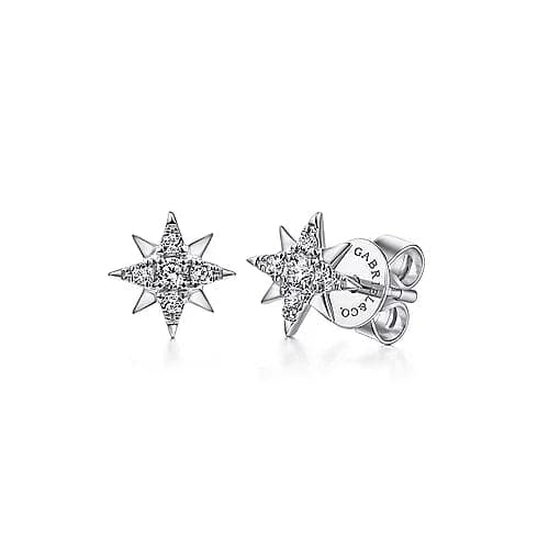 Gabriel & Co. White Gold Diamond Star Stud Earrings - Skeie's Jewelers