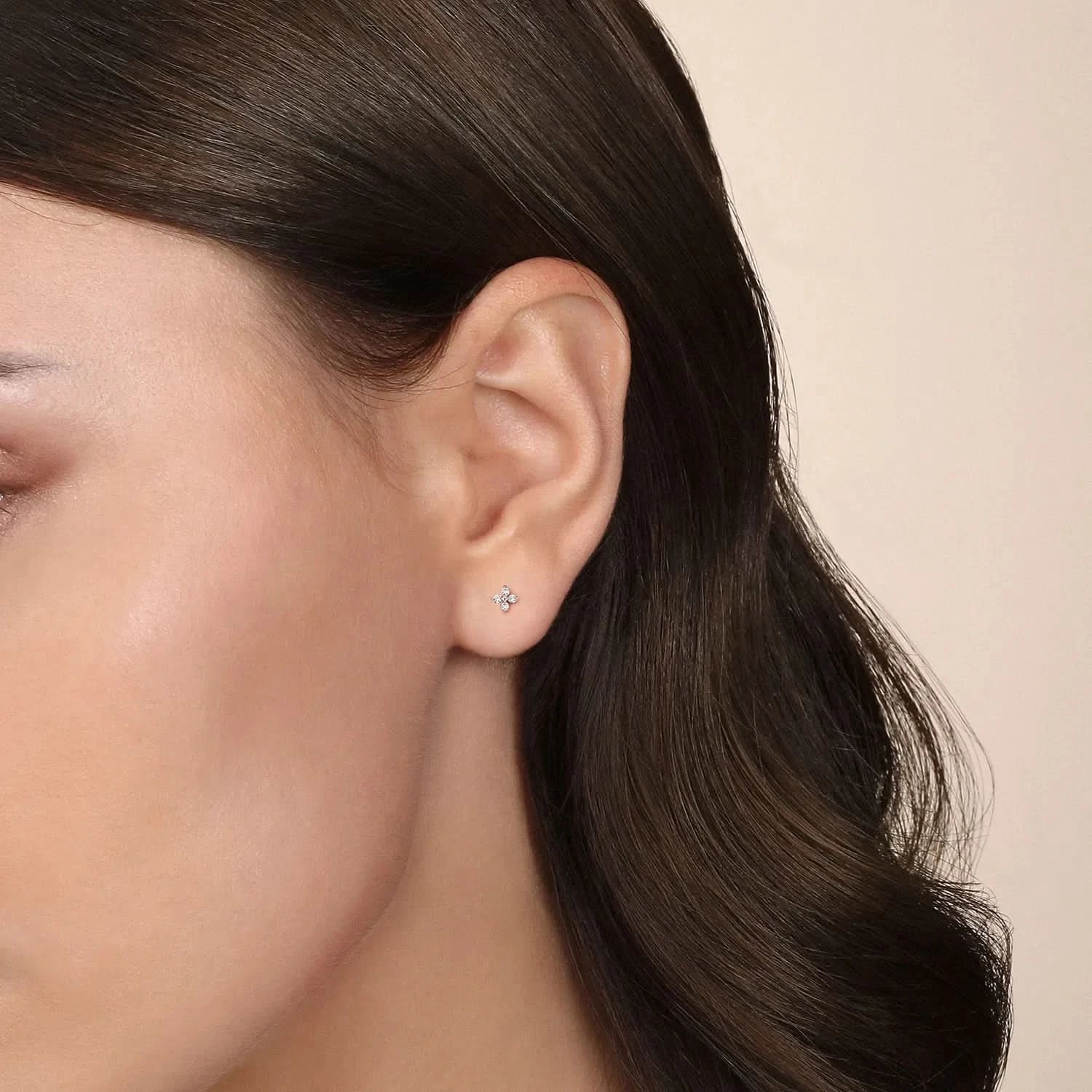 Gabriel & Co. 14K White Gold Diamond Stud Earrings Floral Design - Skeie's Jewelers