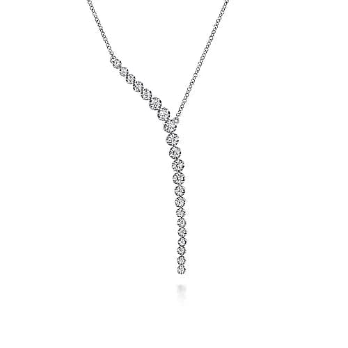 Gabriel & Co. White Gold Diamond Y Knots Necklace - Skeie's Jewelers