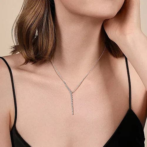 Gabriel & Co. White Gold Diamond Y Knots Necklace - Skeie's Jewelers
