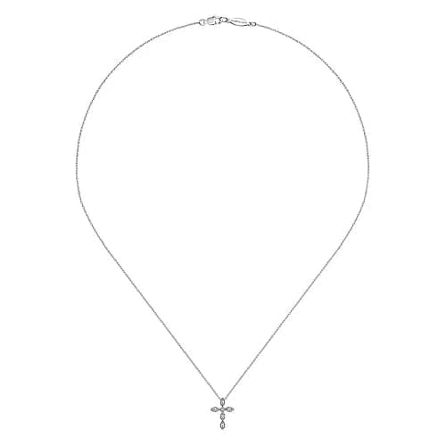 Gabriel & Co. White Gold Marquise Shaped Diamond Cross Necklace - Skeie's Jewelers