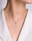Gabriel & Co. White Gold Marquise Shaped Diamond Cross Necklace - Skeie's Jewelers