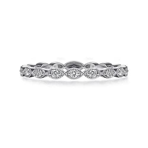 Gabriel & Co. White Gold Marquise Station Diamond Stackable Ring - Skeie's Jewelers