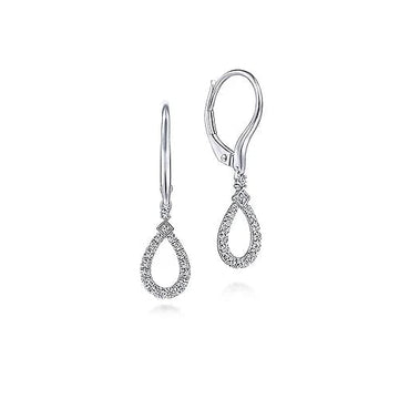 Gabriel & Co. White Gold Pear Shaped Diamond Drop Earrings - Skeie's Jewelers