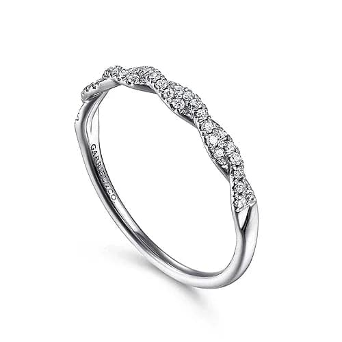 Gabriel & Co. White Gold Twisted Diamond Band Ring - Skeie's Jewelers