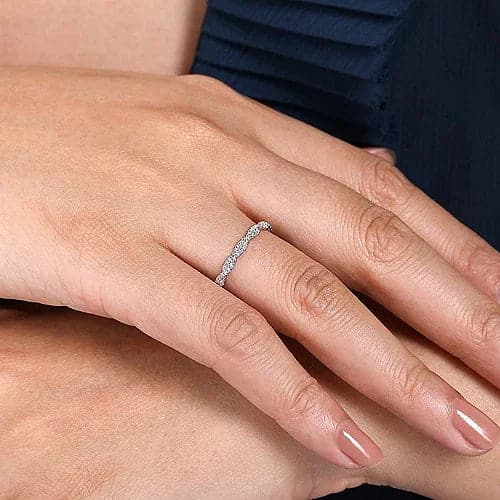 Gabriel & Co. White Gold Twisted Diamond Band Ring - Skeie's Jewelers