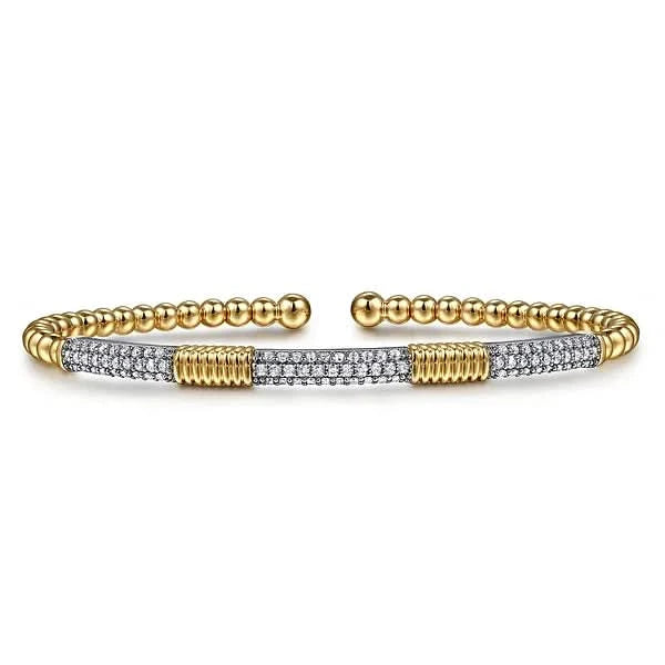 Gabriel & Co. Bujukan Beads and Diamond Station Split Bangle Bracelet - Skeie's Jewelers