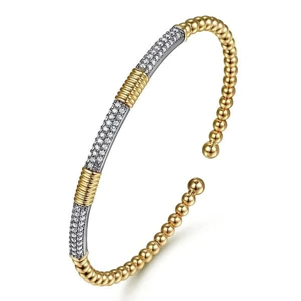Gabriel & Co. Bujukan Beads and Diamond Station Split Bangle Bracelet - Skeie's Jewelers
