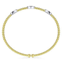 Gabriel & Co. White & Yellow Gold Bujukan Diamond Marquise Stations Bangle - Skeie's Jewelers