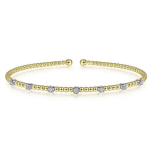 Gabriel & Co. White-Yellow Gold Bujukan Diamond Stations Bangle - Skeie's Jewelers