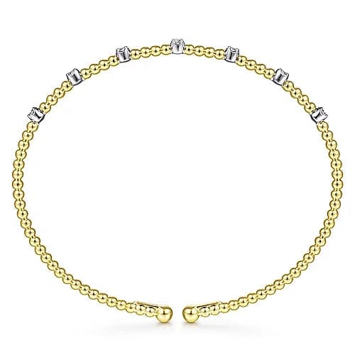 Gabriel & Co. White-Yellow Gold Bujukan Diamond Stations Bangle - Skeie's Jewelers