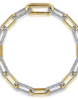 Gold and white gold diamond chain bracelet on a white background