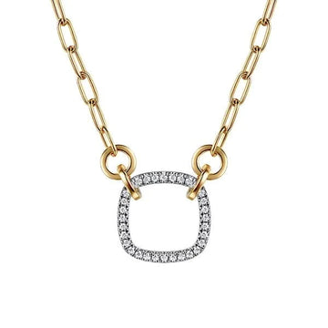 Gabriel & Co. Open Cushion Shape Diamond Hollow Paperclip Chain Necklace