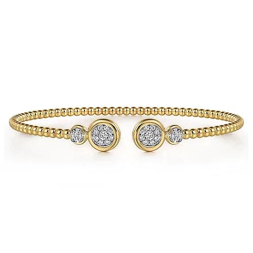 Gabriel & Co. White and Yellow Gold Diamond Bujukan Bangle - Skeie's Jewelers