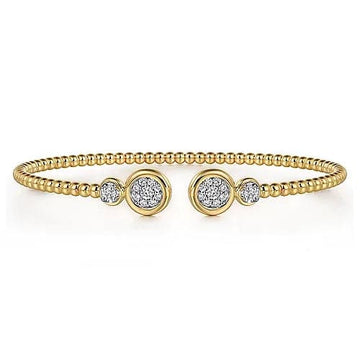 Gabriel & Co. White and Yellow Gold Diamond Bujukan Bangle - Skeie's Jewelers