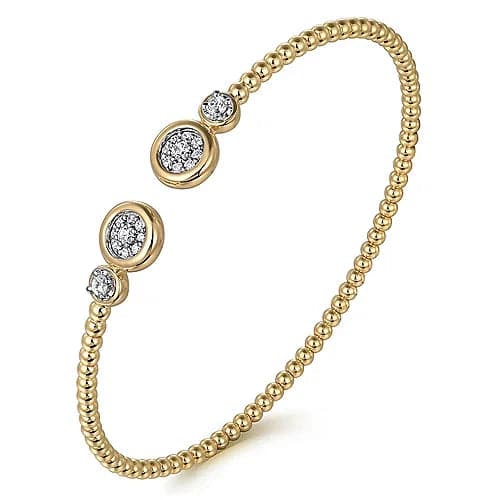 Gabriel & Co. White and Yellow Gold Diamond Bujukan Bangle - Skeie's Jewelers
