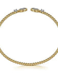 Gabriel & Co. White and Yellow Gold Diamond Bujukan Bangle - Skeie's Jewelers