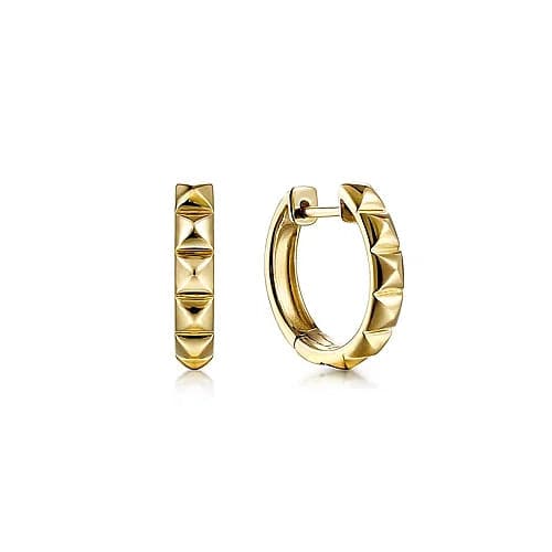 Gabriel & Co. Yellow Gold Grommet Pattern Huggie Earrings - Skeie's Jewelers