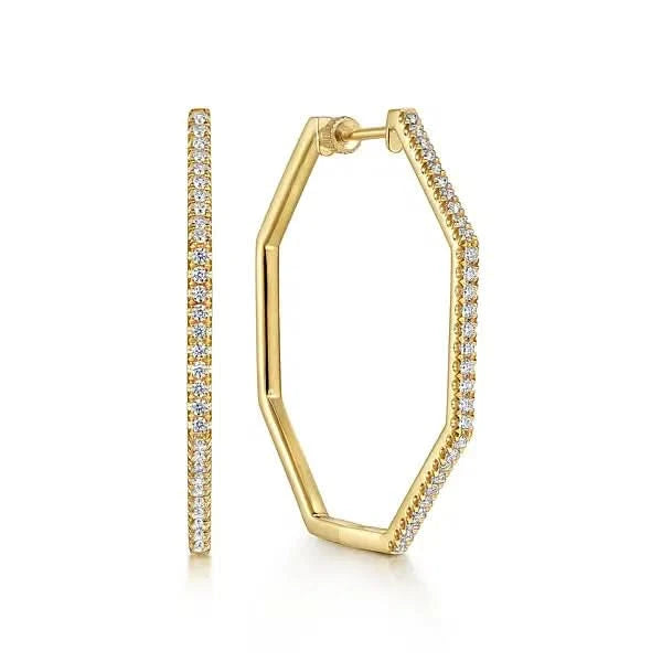 Gabriel & Co. Geometric Diamond Hoop Earrings - Skeie's Jewelers