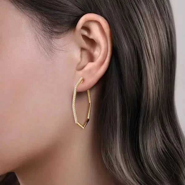 Gabriel & Co. Geometric Diamond Hoop Earrings - Skeie's Jewelers