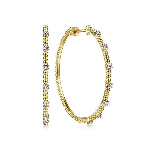 Gabriel & Co. Yellow Gold Diamond Classic Hoop Earrings - Skeie's Jewelers
