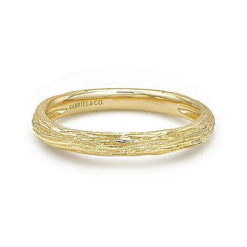 Gabriel & Co. Yellow Gold Brushed Textured Stackable Ring - Skeie's Jewelers