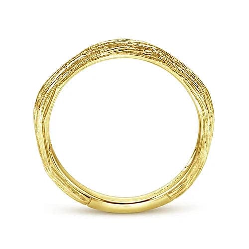 Gabriel & Co. Yellow Gold Brushed Textured Stackable Ring - Skeie's Jewelers