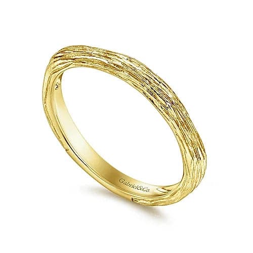 Gabriel & Co. Yellow Gold Brushed Textured Stackable Ring - Skeie's Jewelers