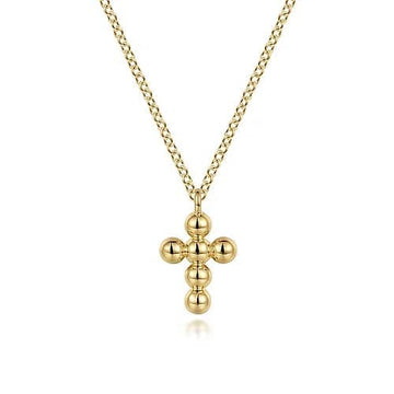 Gabriel & Co. Yellow Gold Bujukan Cross Pendant Necklace - Skeie's Jewelers