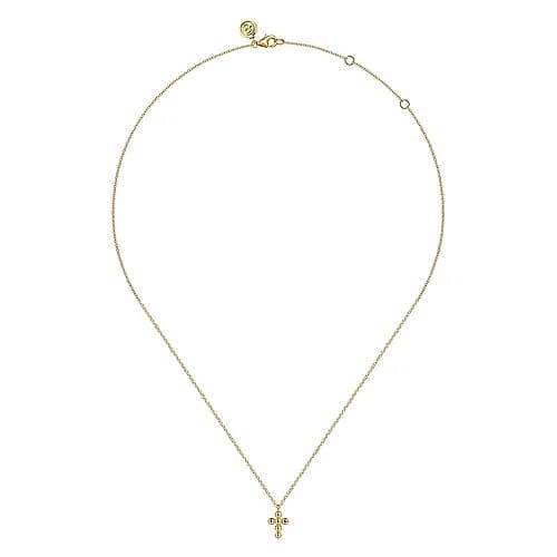 Gabriel & Co. Yellow Gold Bujukan Cross Pendant Necklace - Skeie's Jewelers