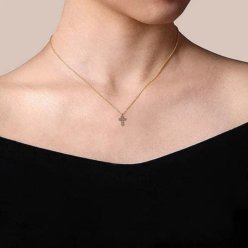 Gabriel & Co. Yellow Gold Bujukan Cross Pendant Necklace - Skeie's Jewelers