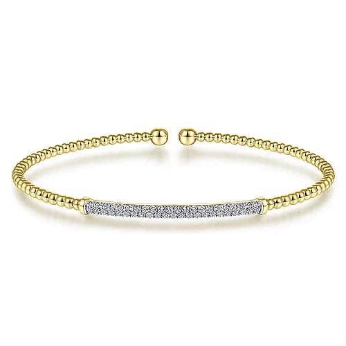 Gabriel & Co. Yellow Gold Bujukan Diamond Bar Split Bangle - Skeie's Jewelers