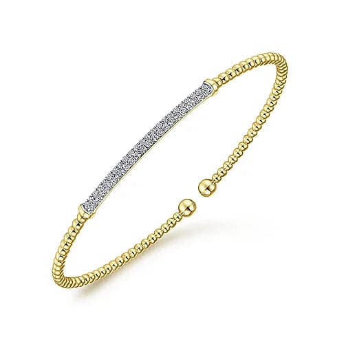 Gabriel & Co. Yellow Gold Bujukan Diamond Bar Split Bangle - Skeie's Jewelers