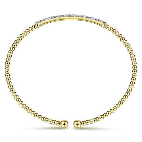 Gabriel & Co. Yellow Gold Bujukan Diamond Bar Split Bangle - Skeie's Jewelers