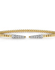 yellow gold beaded open bracelet with diamond spikes 