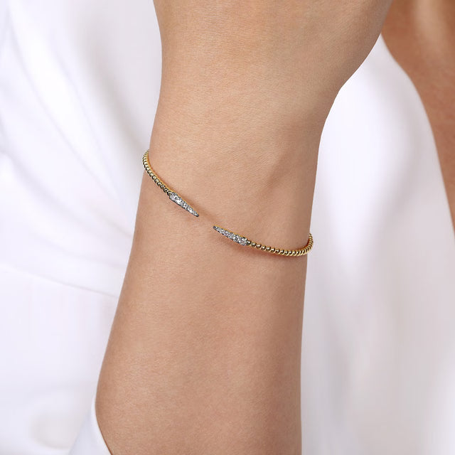 modeled yellow gold bujukan diamond spike bracelet