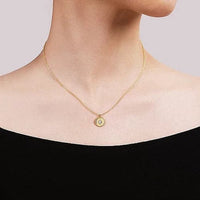 Gabriel & Co. Yellow Gold Bujukan Medallion Necklace with Starburst Diamond Center - Skeie's Jewelers