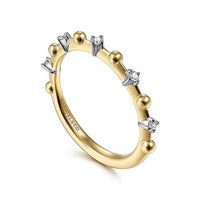 Gabriel & Co. Yellow Gold Bujukan and Diamond Station Alternating Ring - Skeie's Jewelers