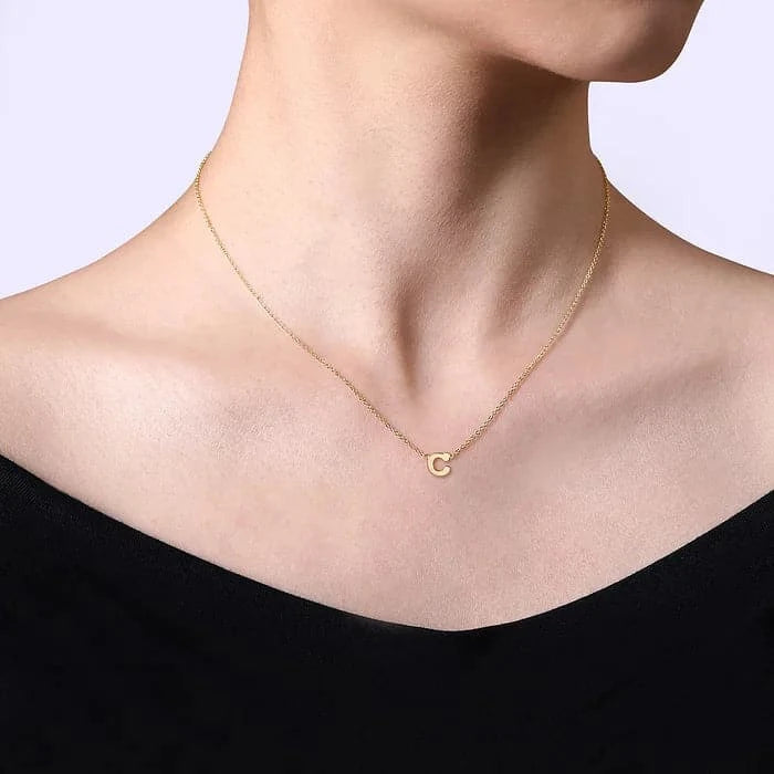 Gabriel & Co. Yellow Gold Initial Necklace - Skeie's Jewelers