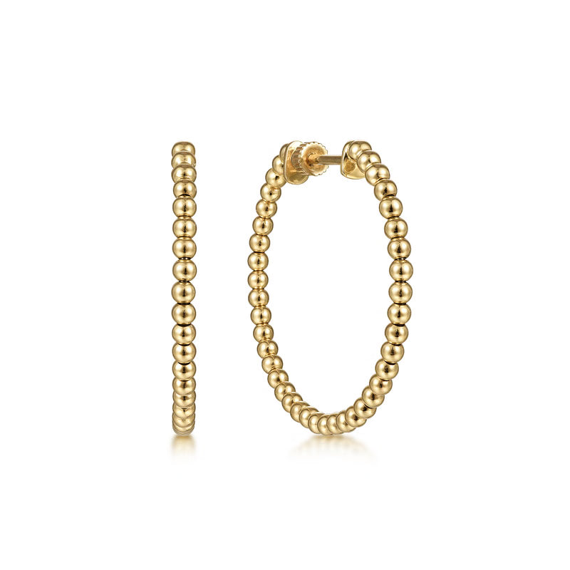 Gabriel &amp; Co. Yellow Gold 30mm Bujukan Classic Hoop Earrings - Skeie's Jewelers