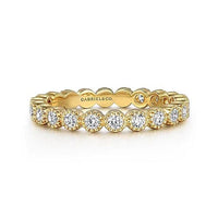 Gabriel & Co. Yellow Gold Diamond Bezel Setting Eternity Stackable Ladies Ring - Skeie's Jewelers