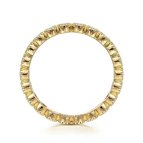 Gabriel & Co. Yellow Gold Diamond Bezel Setting Eternity Stackable Ladies Ring - Skeie's Jewelers