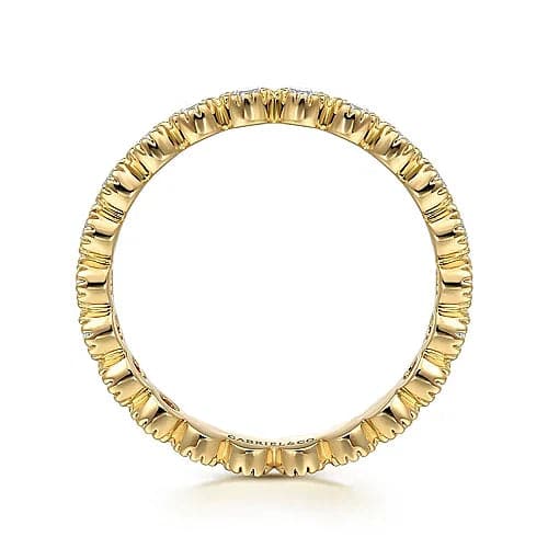Gabriel & Co. Yellow Gold Diamond Bezel Setting Eternity Stackable Ladies Ring - Skeie's Jewelers