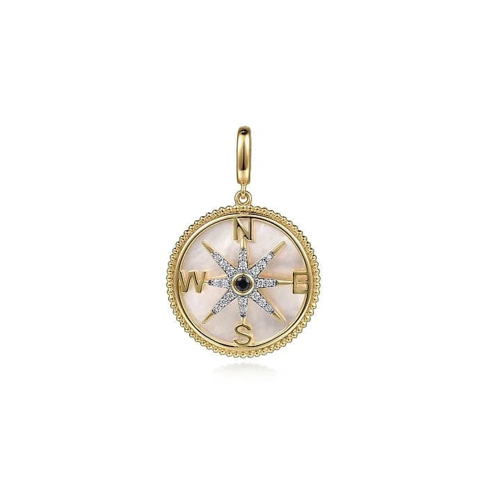 Gabriel & Co. Diamond Blue Sapphire Compass Medallion Pendant - Skeie's Jewelers