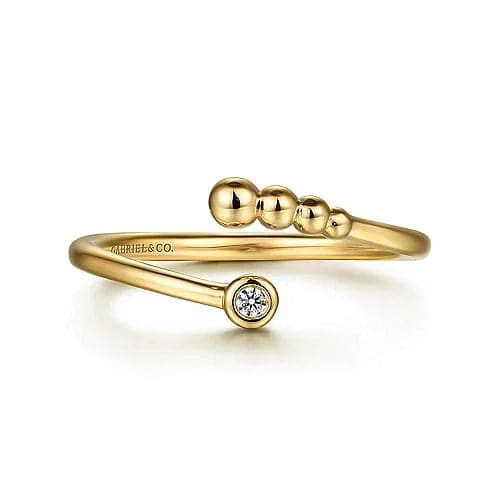 Gabriel & Co. Yellow Gold Diamond Bujukan Bypass Open Ring - Skeie's Jewelers