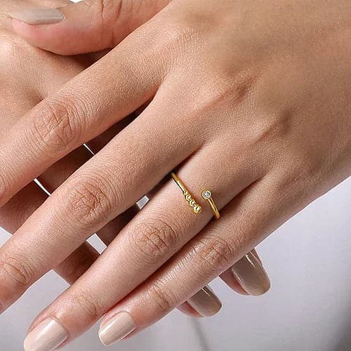 Gabriel & Co. Yellow Gold Diamond Bujukan Bypass Open Ring - Skeie's Jewelers