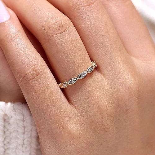 Gabriel & Co. Yellow Gold Diamond Bujukan Marquise Station Ring - Skeie's Jewelers